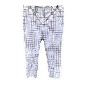 Per Se Womens Cropped Checkered Pants Size 8 Black & White With Side Stripe